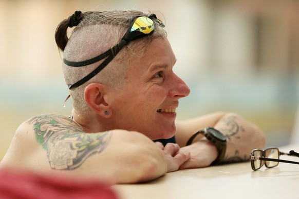 In this 2018 photo provided by the Invictus Games Team Ukraine, Yuliia Paievska, known as Taira, pauses in the pool during trials in Kyiv, Ukraine. Taira was a member of the Ukraine Invictus Games for ...