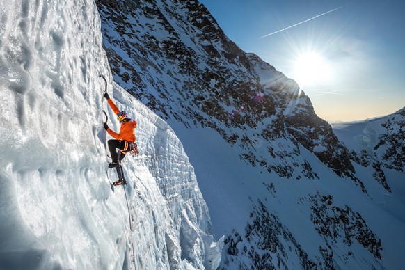 Nicolas Hojac while ice climbing in the Jungfrau Region, Switzerland on March 30, 2021. // Thomas Senf / Red Bull Content Pool // SI202112220102 // Usage for editorial use only //