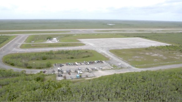 In this image from undated video released by the Office of Attorney General James Uthmeier shows an isolated Everglades airfield about 45 miles (72 kms.) west of Miami that Florida officials said an i ...