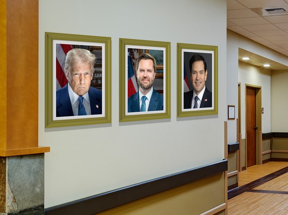 Voici à peu près comment on est accueilli à l’ambassade. (photomontage)