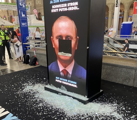 L'installation détruite à la gare centrale de Zurich.