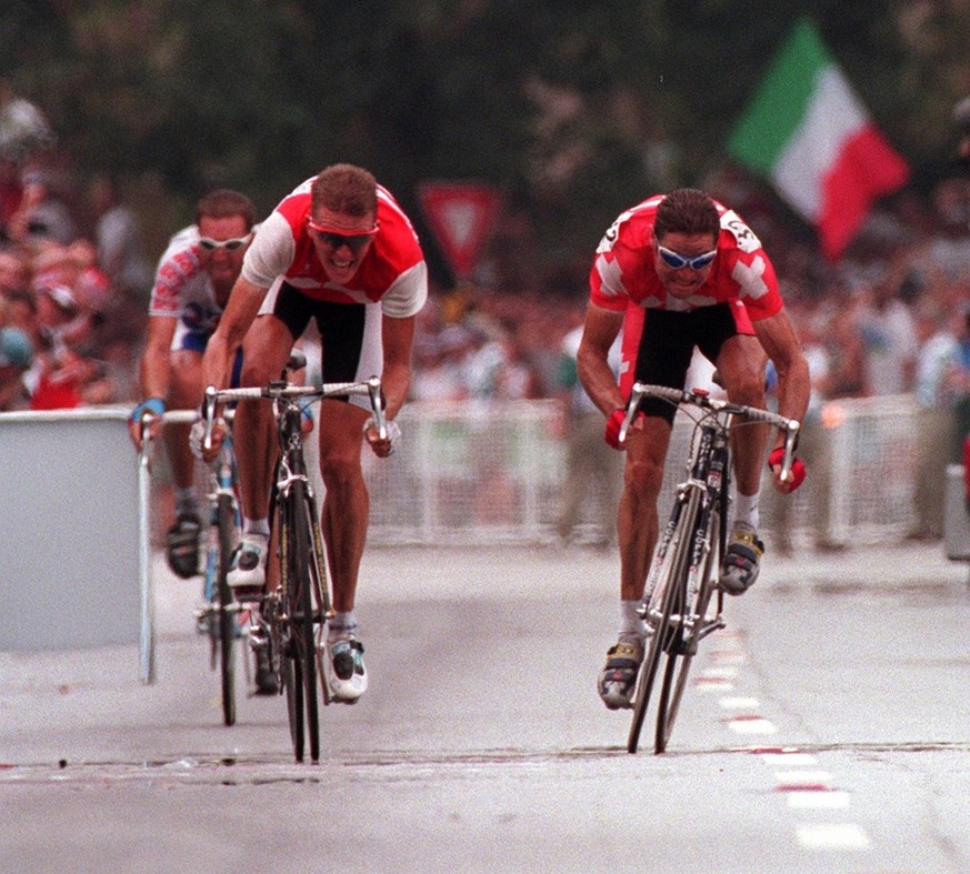 Le Romand Pascal Richard (à droite) est devenu en 1996 à Atlanta le premier cycliste professionnel champion olympique.
