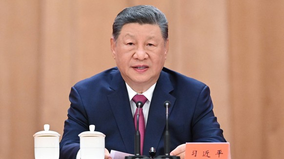 260817 -- BEIJING, Aug. 17, 2026 -- Chinese President Xi Jinping, also general secretary of the Communist Party of China Central Committee and chairman of the Central Military Commission, delivers an  ...