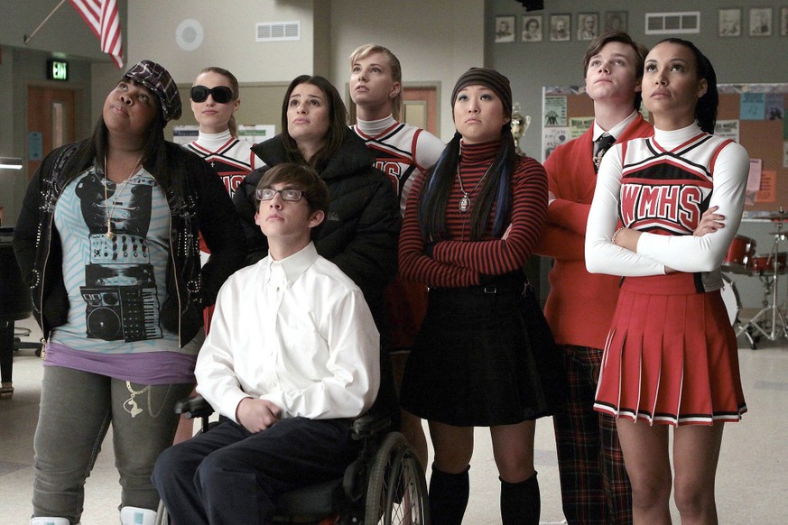 Lea Michele, Dianna Agron, Amber Riley, Chris Colfer, Jenna Ushkowitz, Kevin Mchale, Heather Elizabeth Morris &amp; Naya Rivera Characters: Rachel Berry, Quinn Fabray, Mercedes Jones, Kurt Hummel, Tin ...