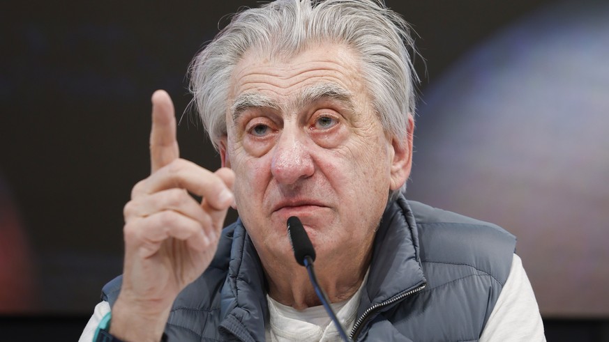Nick Hayek, CEO Swatch Group AG, speaks during a press conference to present the annual results for 2025, Wednesday, March 18, 2026, in Biel, Switzerland. (KEYSTONE/Peter Klaunzer)