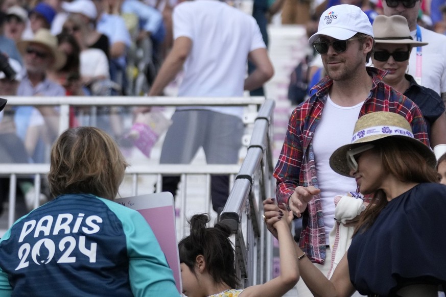 epa11509964 US actor Natalie Portman watches the Women Team final of the Artistic Gymnastics competitions in the Paris 2024 Olympic Games, at the Bercy Arena in Paris, France, 30 July August 2024. EPA ...