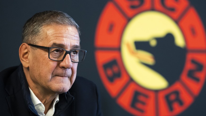 Marc Luethi, CEO SCB, gibt seinen Ruecktritt waehrend einer Medienkonferenz des SC Bern bekannt, am Montag, 19. Januar 2026 in der PostFinance Arena in Bern. Der Unternehmer Juerg Fuhrer wird sein Nac ...