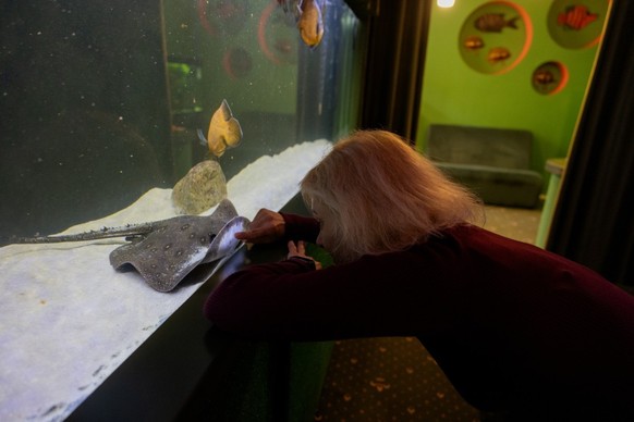 Iryna Artiomova et ses poissons en Ukraine