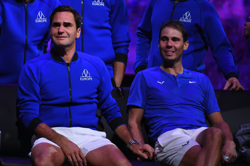 Roger Federer et Rafael Nadal à la Laver Cup en 2022, une image légendaire.