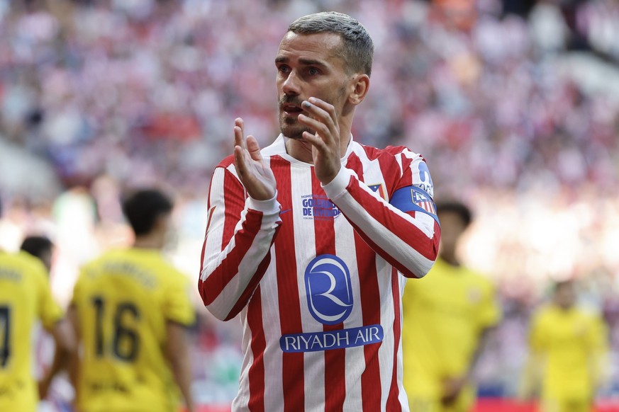 epa12968943 Atletico de Madrid's Antoine Griezmann reacts during the Spanish LaLiga soccer match between Atletico de Madrid and Girona FC in Madrid, Spain, 17 May 2026. EPA/MARISCAL
