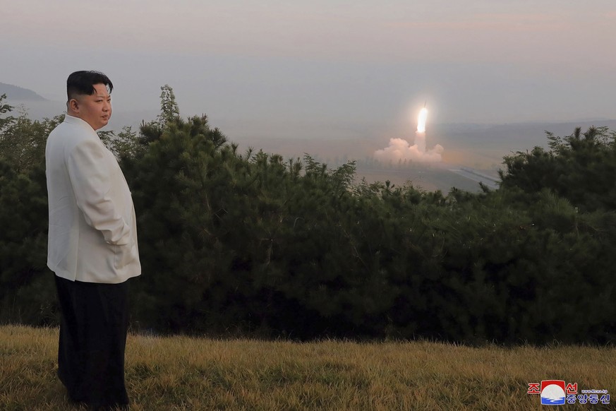 This photo provided on Oct. 10, 2022, by the North Korean government, North Korean leader Kim Jong Un inspects a missile test at an undisclosed location in North Korea, as taken sometime between Sept. ...