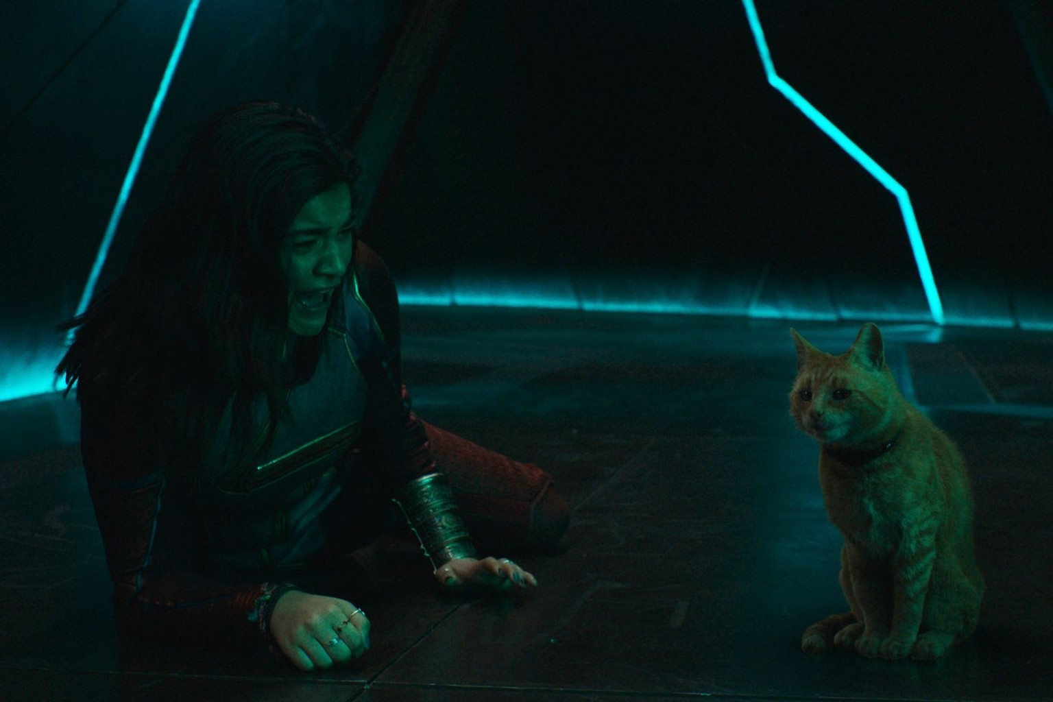 Goose, un alien sous forme de chat qui avale tout ce qui lui passe sous la patte est le ressort comique du film.