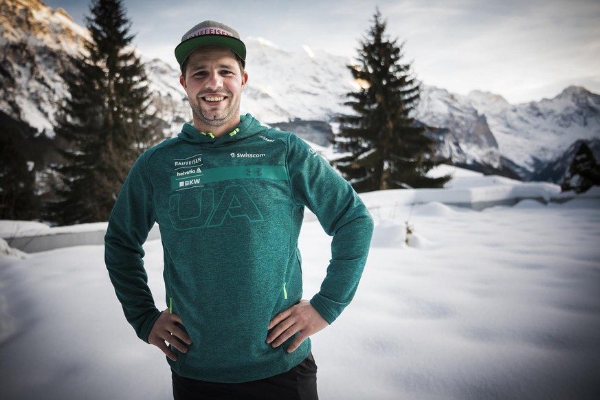 Beat Feuz of Switzerland poses during a press conference of Swiss-Ski at the Alpine Skiing FIS Ski World Cup in Wengen, Switzerland, Wednesday, January 16, 2019. (KEYSTONE/Jean-Christophe Bott)