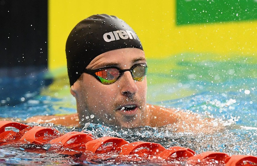ADELAIDE, AUSTRALIA - APRIL 12: James Magnussen of Australia catches his breath after competing in the Men&#039;s 50 Metre Freestyle during day six of the 2016 Australian Swimming Championships at the ...