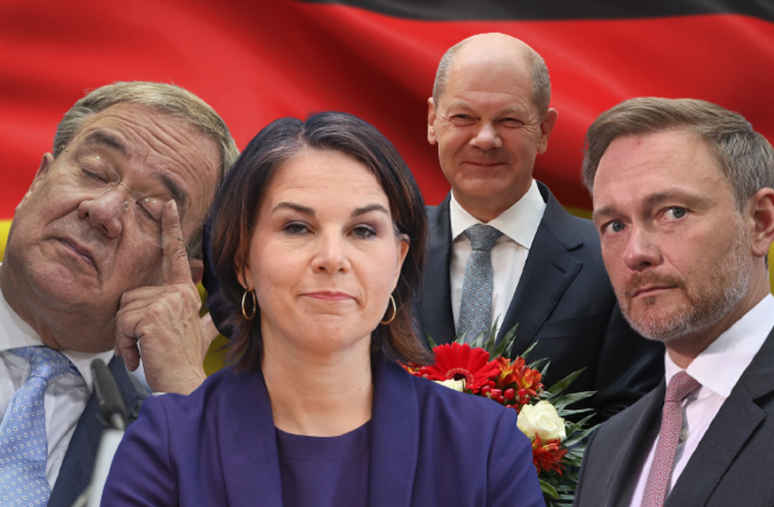 Les protagonistes des élections en Allemagne: Armin Laschet (CDU/CSU), Annalena Baerbock (Les Verts), Olaf Scholz (SPD) et Christian Lindner (FDP).