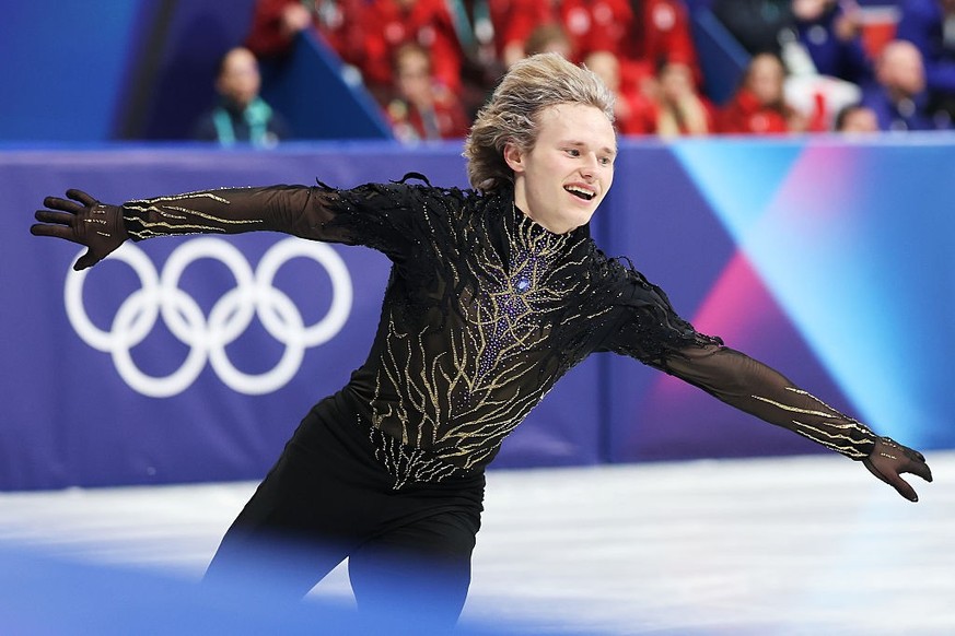 MILAN, ITALY - FEBRUARY 08: Ilia Malinin of Team United States competes in Men's Single Skating - Free Skating Team event on day two of the Milano Cortina 2026 Winter Olympics at Milano Ice Skati ...