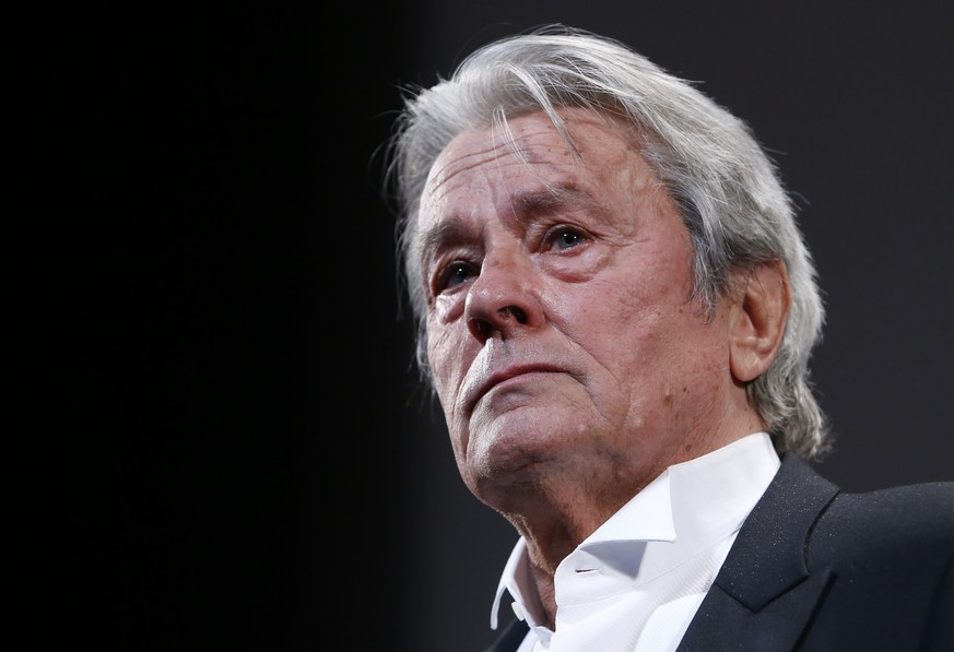 epa11553914 (FILE) - French actor Alain Delon reacts as he attends the screening of &#039;Plein Soleil&#039; during the 66th annual Cannes Film Festival in Cannes, France, 25 May 2013 (reissued 18 Aug ...