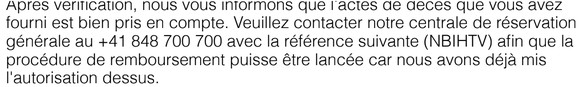 Un courriel d&#039;une cliente de Swiss.