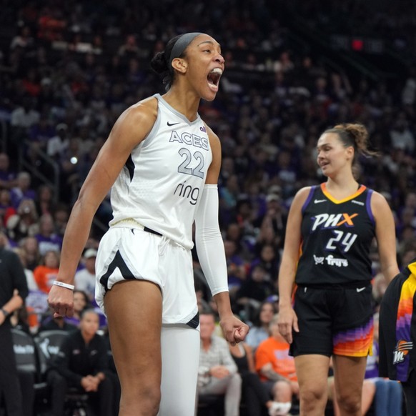 A&#039;ja Wilson (22) et les Aces ont cueilli leur 3e titre en quatre ans en WNBA
