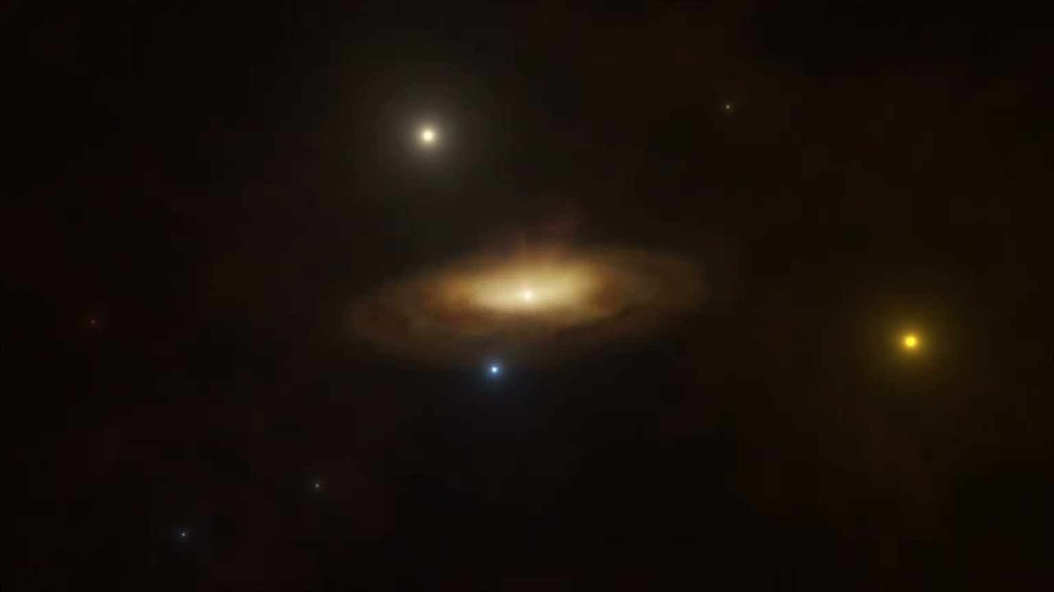 La croissance du disque de matière autour du trou noir massif au centre de la galaxie SDSS1335+0728. Fin 2019, cette galaxie s&#039;est soudainement mise à briller plus que jamais.