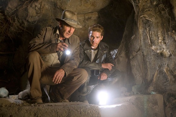 This undated photo released by Paramount Pictures shows Harrison Ford (left) as Indiana Jones, co-starring with Shia LaBeouf in &quot;Indiana Jones and the Kingdom of the Crystal Skull.&quot; (AP Phot ...