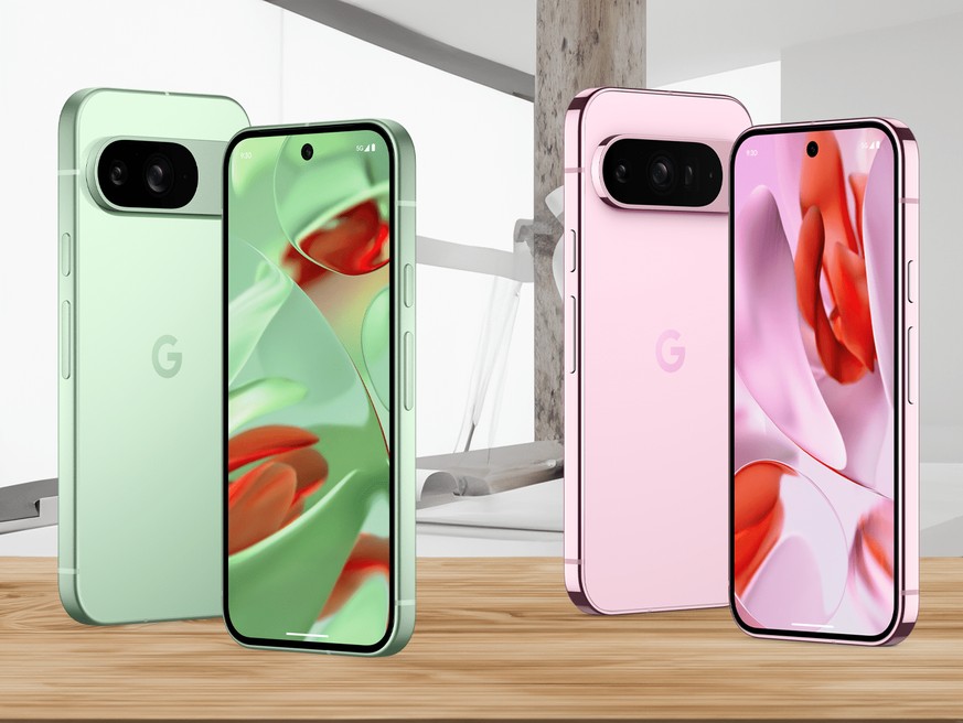 À gauche, le Pixel 9, à droite, le Pixel 9 Pro avec une lentille supplémentaire pour le zoom optique 5x.