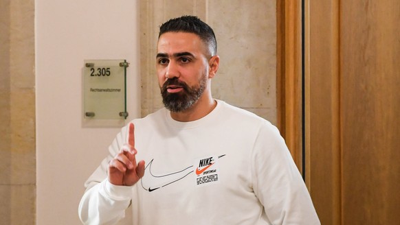 epa07959850 German rapper Bushido at Federal Administrative Court in Leipzig, Germany, 30 October 2019. Federal Administrative Court decides on an AfD complaint against the Bushido his album &quot;Son ...