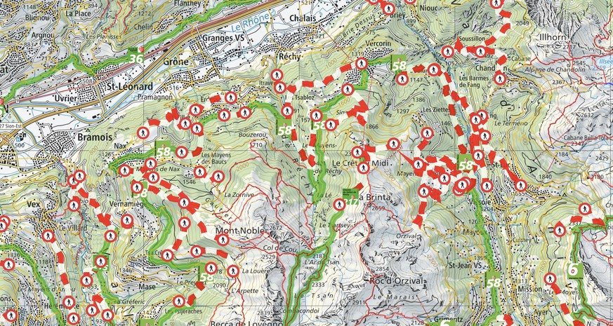 Gesperrte Wanderwege im Wallis. Stand: 16. Juni 2025