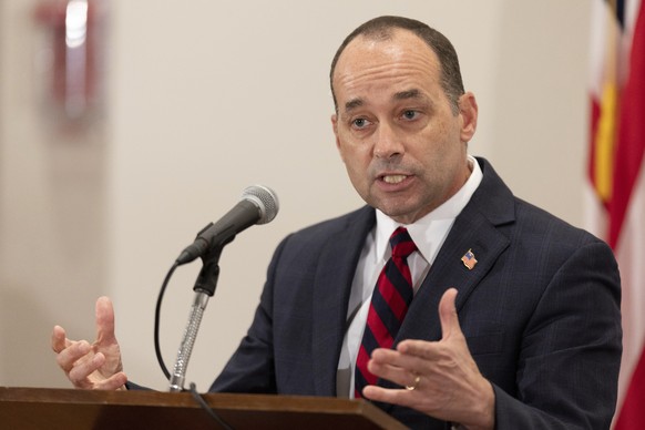 Rep. Bob Good, R-Va., speaks during a debate against democratic challenger Josh Throneburg in Farmville, Va., on Wednesday, Oct. 26, 2022. (Mike Kropf/The Daily Progress via AP)