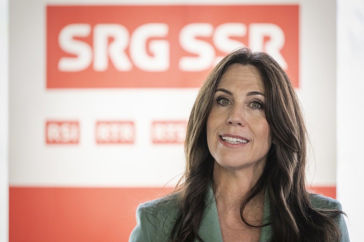 Susanne Wille tritt als neue Generaldirektorin der Schweizerischen Radio- und Fernsehgesellschaft SRG vor die Medien, am Samstag, 25. Mai 2024 in Bern. Die 50-jaehrige Schweizer Journalistin und Moder ...
