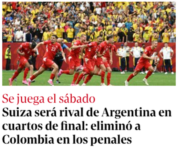 «Die Schweiz trifft im Viertelfinal auf Argentinien: Sie hat Kolumbien im Penaltyschiessen ausgeschaltet»