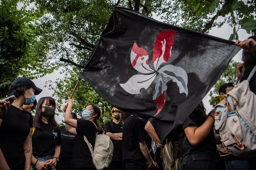 epa07812338 Students hold banners during anti-government protests at Chinese University of Hong Kong, Hong Kong, China, 02 September 2019. Students are putting pressure on the government to accept the ...