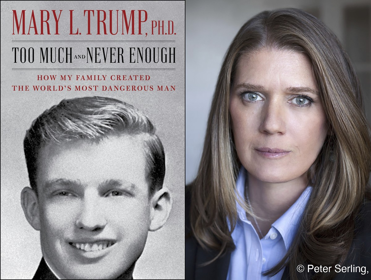 This combination photo shows the cover art for "Too Much and Never Enough: How My Family Created the World