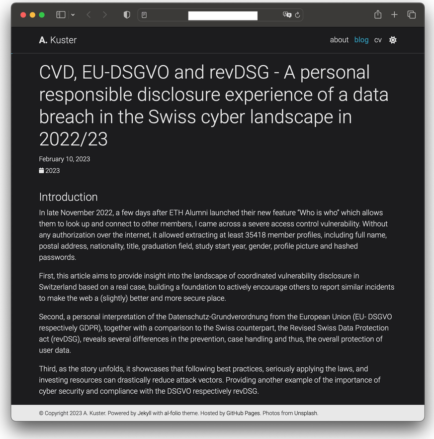 The ETH computer scientist describes his experience reporting the vulnerability.