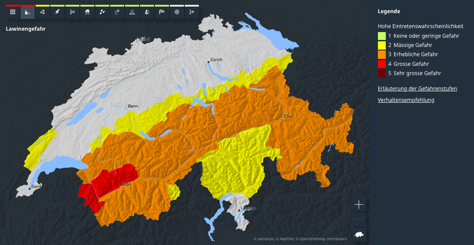Lawinengefahr in der Schweiz am 25. November 2025.