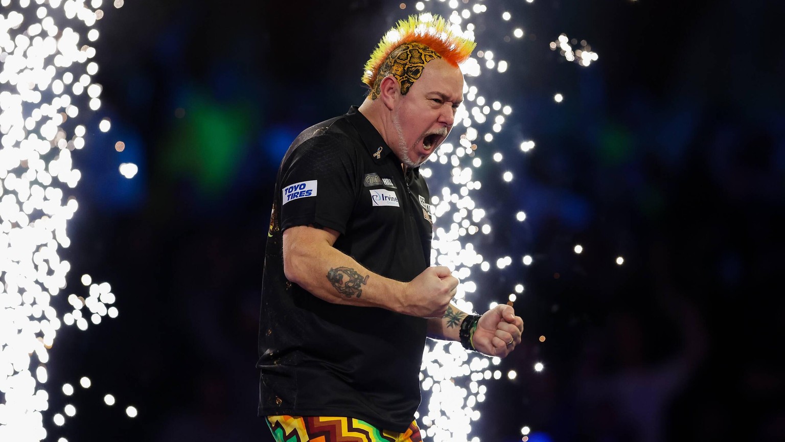 IMAGO / Pro Sports Images

PDC World Darts Championship 2022 Peter Wright celebrates winning the match against Callan Rydz during the PDC World Darts Championship 2022, at Alexandra Palace, London, Un ...