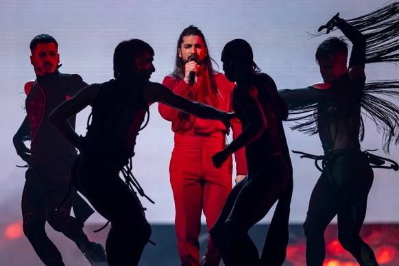 Serbia&#039;s Princ performs the song &quot;Mila&quot; during the dress rehearsal and preview show of the second semi-final at the 69th Eurovision Song Contest in Basel, Switzerland, on Wednesday, May ...