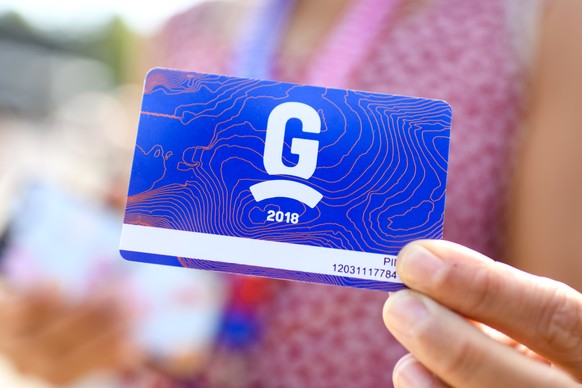 The new cashless card is pictured during the 35th edition of the Gurten music festival, in Bern, Switzerland, on Wednesday, July 11, 2018. The open air music festival runs from July 11 to July 14. (KE ...