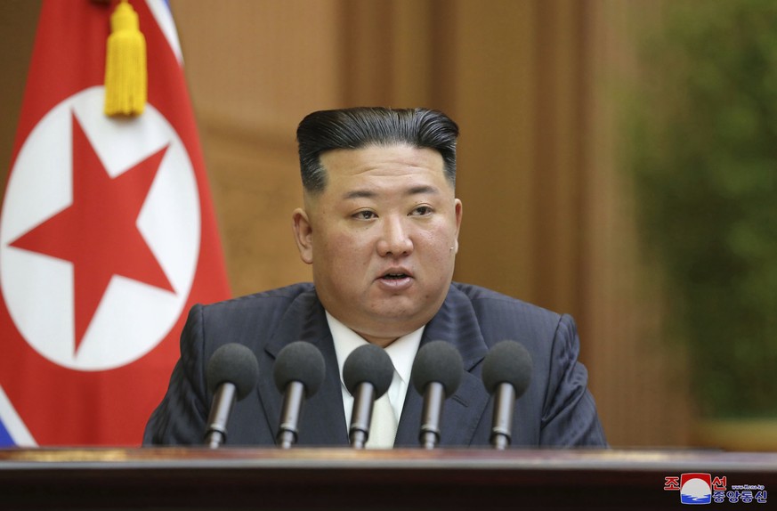 FILE - This photo provided by the North Korean government shows North Korean leader Kim Jong Un delivers a speech during a parliament in Pyongyang, North Korea, Sept. 8, 2022. Independent journalists  ...