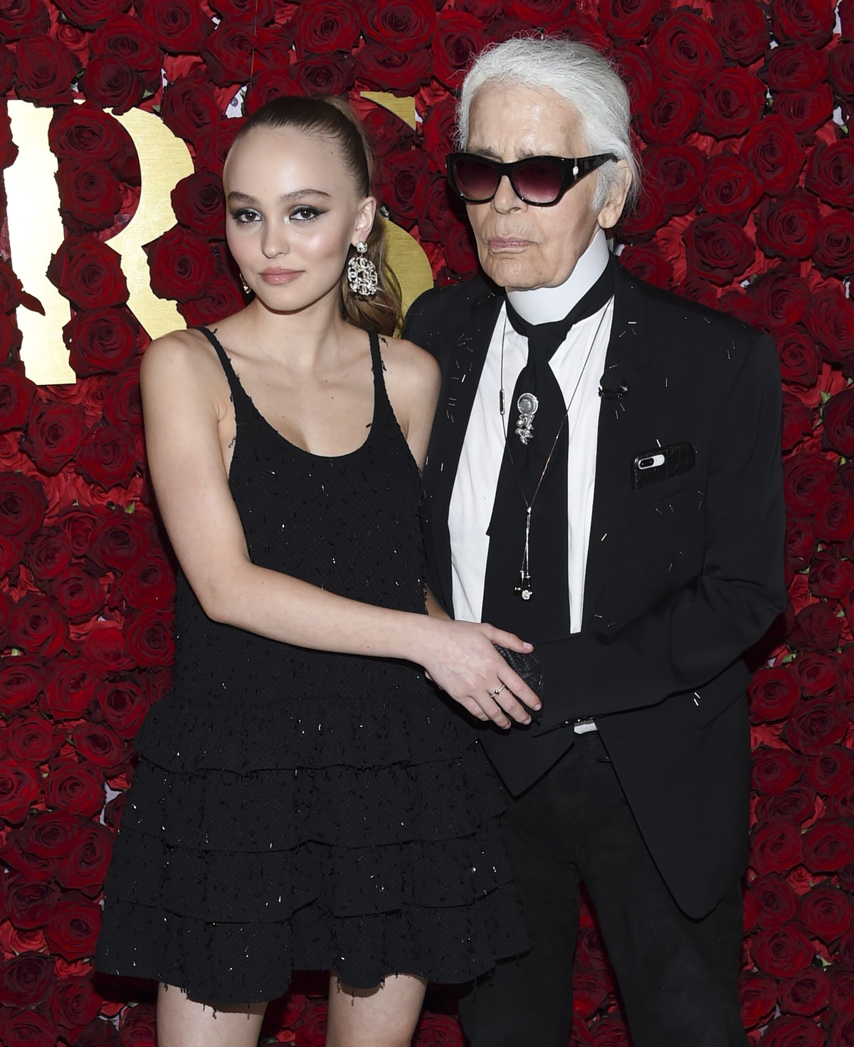 Actress and model Lily-Rose Depp and Chanel artistic director and honoree Karl Lagerfeld attend the 2nd Annual WWD Honors hosted by Women's Wear Daily at The Pierre Hotel on Tuesday, Oct. 24, 201 ...