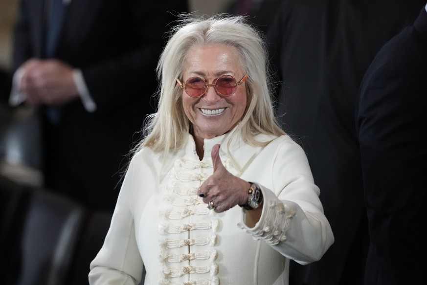 Miriam Adelson arrives for the 60th Presidential Inauguration in the Rotunda of the U.S. Capitol in Washington, Monday, Jan. 20, 2025. (AP Photo/Julia Demaree Nikhinson, Pool)