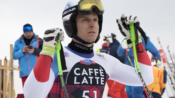 Ralph Weber of Switzerland is concentrating during a training session of the men&#039;s downhill race at the Alpine Skiing FIS Ski World Cup in Wengen, Switzerland, Wednesday, January 10, 2018. (KEYST ...