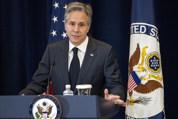 Secretary of State Antony Blinken speaks during an event announcing the launch of the Bureau of Global Health Security and Diplomacy at the State Department, Tuesday, Aug. 1, 2023, at the State Depart ...