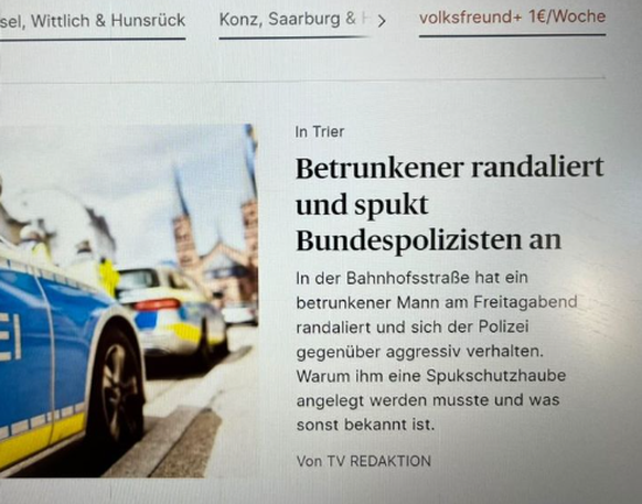 Fail in Zeitung: Betrunkener spukt