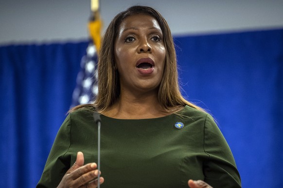 New York Attorney General Letitia James speaks during a press conference, Wednesday, Sept. 21, 2022, in New York. New York���s attorney general sued former President Donald Trump and his company on We ...