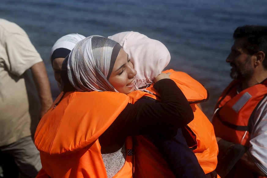 Gerettete Flüchtlinge auf Lesbos.&nbsp;