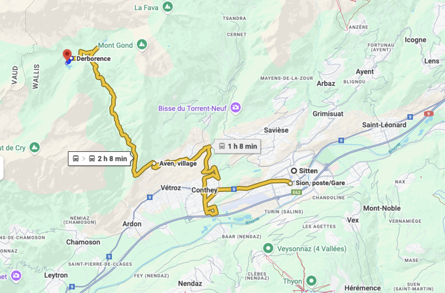 A perigosa e espetacular rota de ônibus de Sion a Derborence.