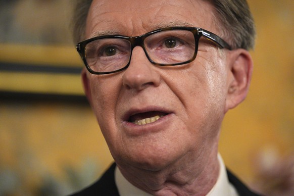 FILE - Britain's Ambassador to the United States, Peter Mandelson, speaks during a reception at the ambassador's residence on Feb. 26, 2025 in Washington. (Carl Court/Pool Photo via AP, File ...