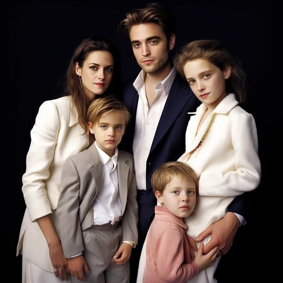 Midjourney: Robert Pattinson und Kristen Stewart und ihre fiktiven Kinder