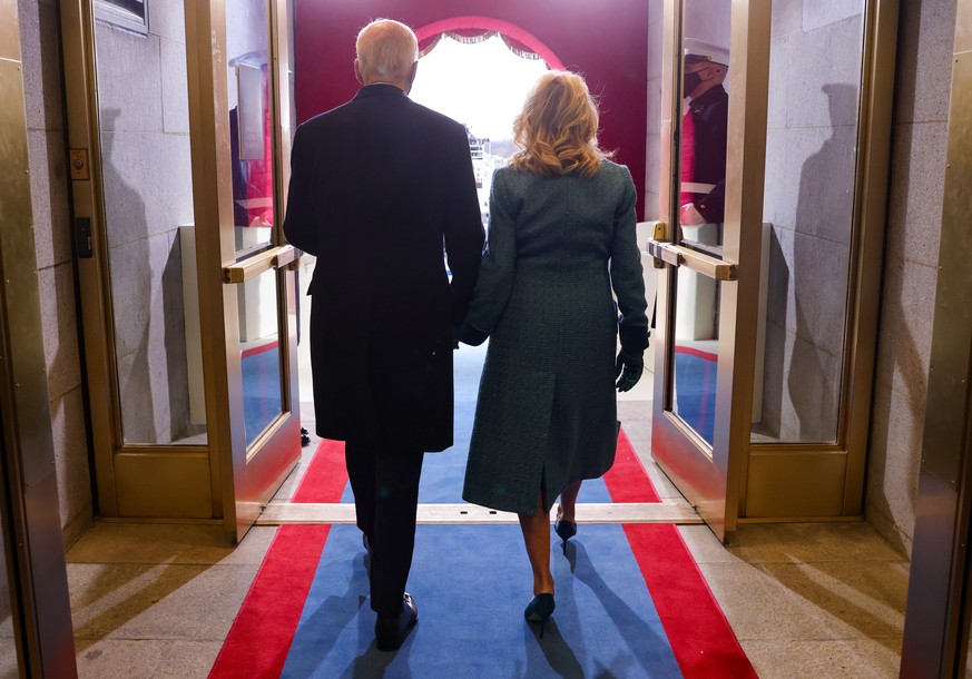 epa08953710 US President-elect Joe Biden and Jill Biden arrive at his inauguration as US President in Washington, DC, USA, 20 January 2021. Biden won the 03 November 2020 election to become the 46th P ...